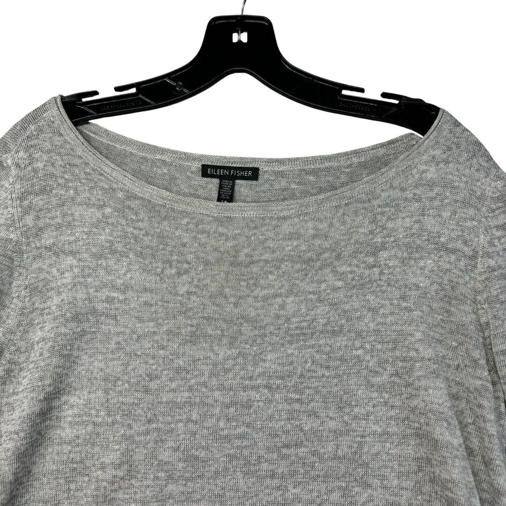 Eileen Fisher Blouse Womens Small Gray White Layered Lightweight Knit Sweater - Picture 8 of 13